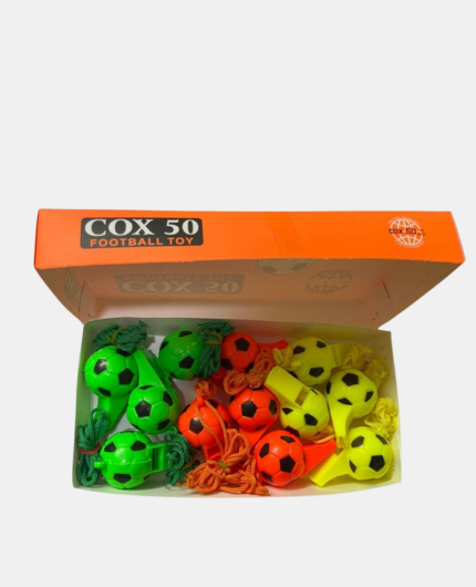 Cox 50 - Football Shape Plastic Premium Whistle for All Age Group (Pack of 12) Hindustan Plastics Cox 50 - Football Shape Plastic Premium Whistle for All Age Group (Pack of 12)